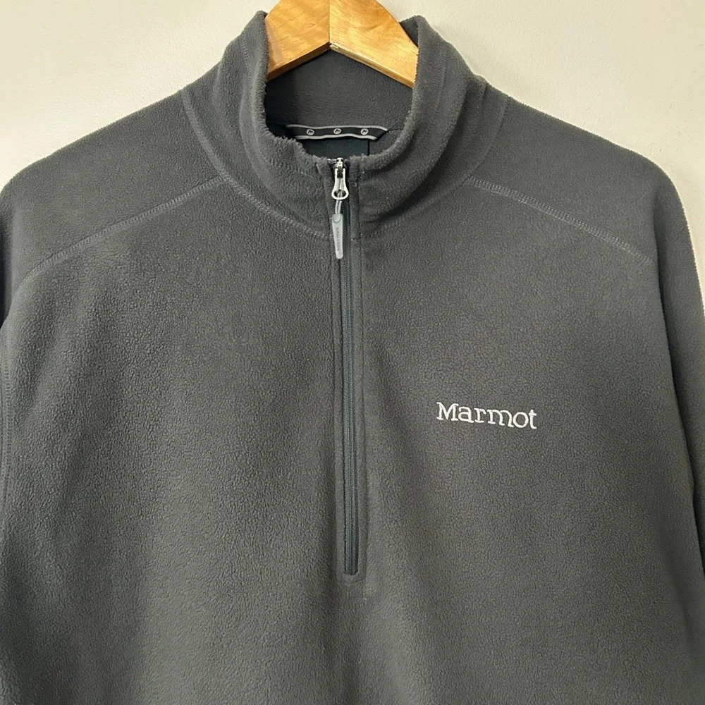 Marmot‎ Pullover Mens XL Black Fleece 1/4 Zip Mock Neck Lightweight Jacket